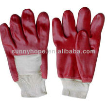 open back red PVC coated gloves